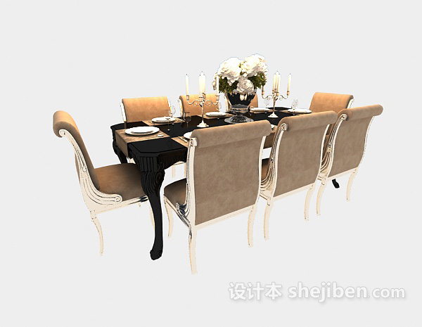 免费欧式餐桌椅3d模型下载