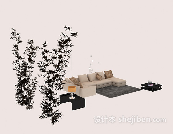 现代风格沙发组合3d模型下载