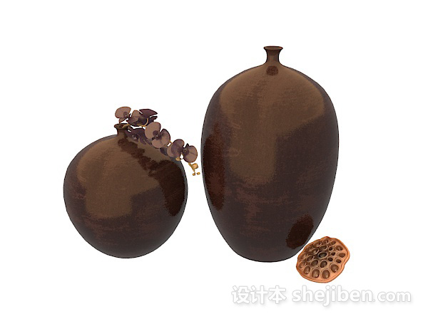中式风格陶瓷花瓶3d模型下载