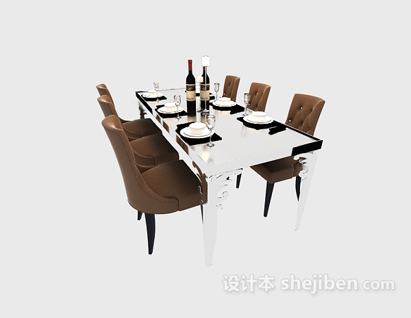 欧式风格欧式时尚大气多人餐桌 max免费3d模型下载