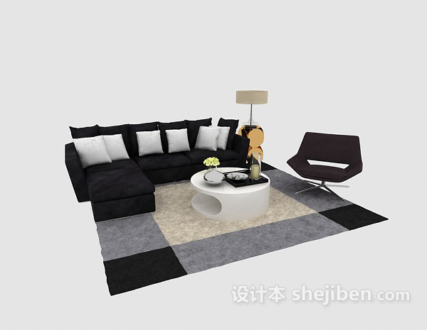 免费现代沙发组合3d模型下载