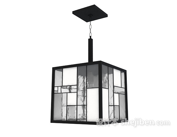 中式风格中式玻璃吊灯3d模型下载