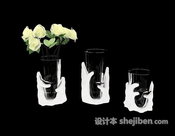 现代风格玻璃花瓶摆件3d模型下载