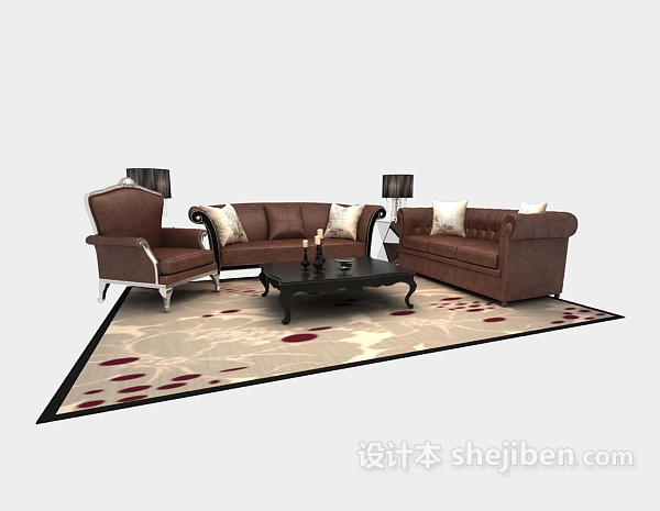 设计本欧式组合沙发	3d模型下载