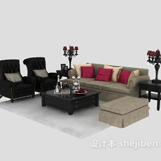 绝美欧式多人沙发免费3d模型下载