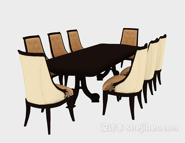 设计本欧式桌椅组合3d模型下载