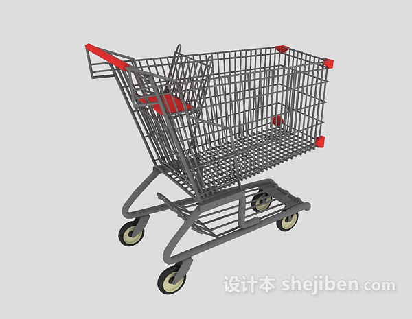 现代风格超市购物车-手推车3d模型下载