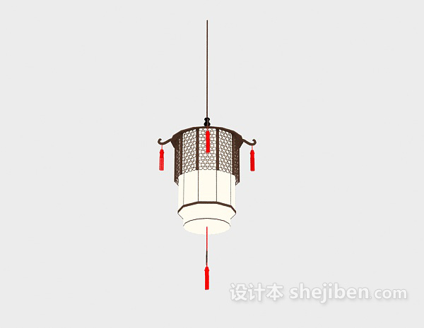 设计本中式灯笼吊灯灯具3d模型下载