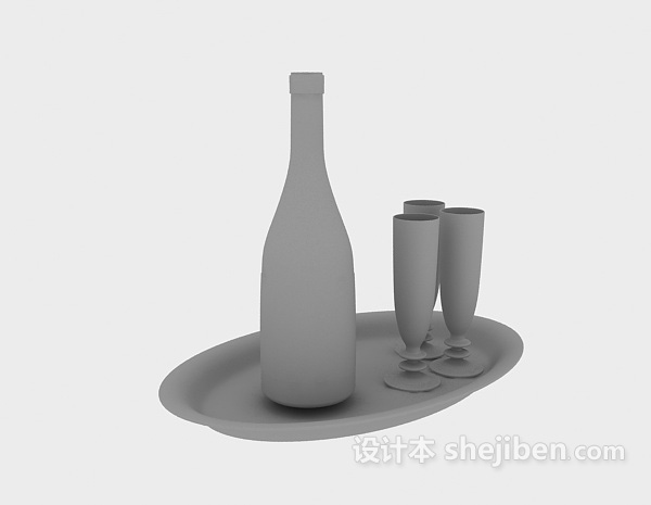 现代风格红酒酒杯3d模型下载