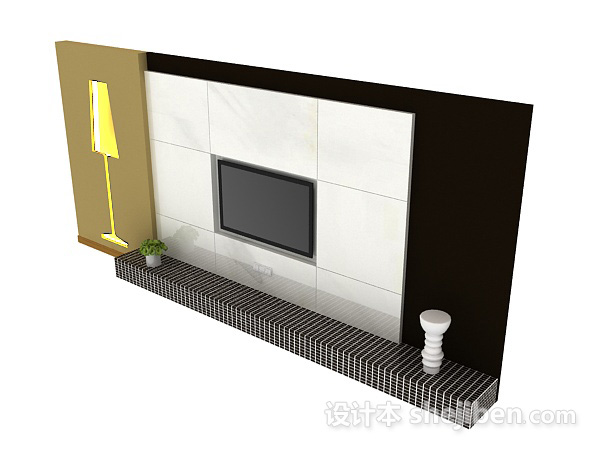 现代风格现代电视墙 3d模型下载