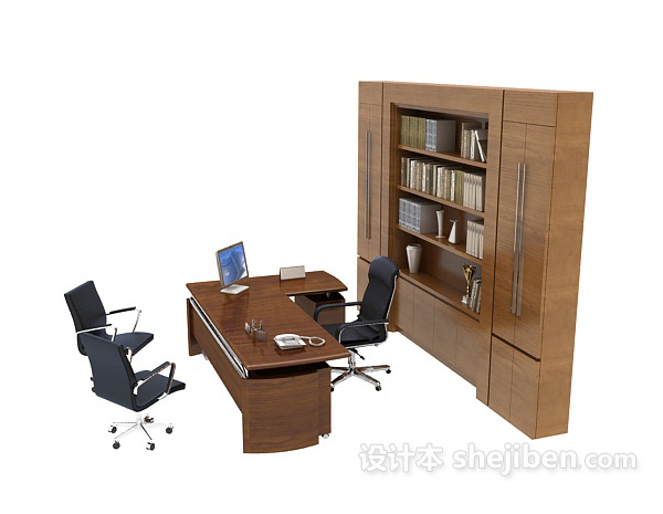 设计本办公桌3d模型下载
