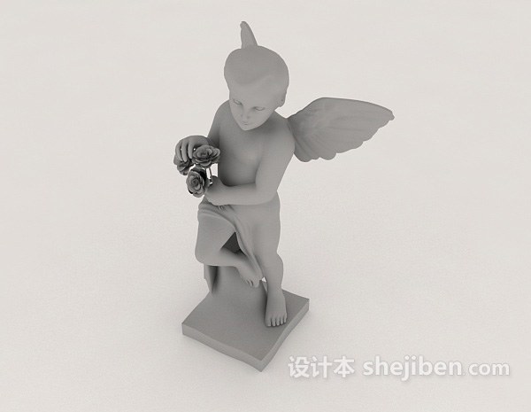欧式风格天使雕像3d模型下载
