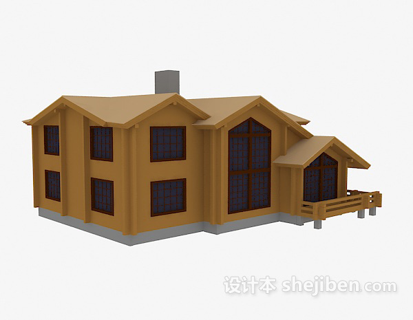 现代风格木屋别墅3d模型下载