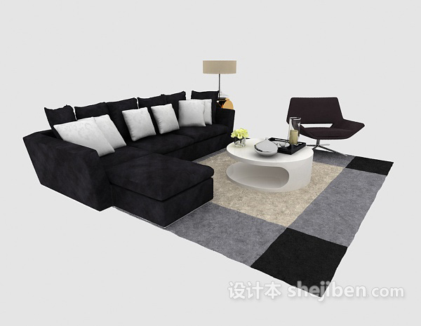 现代风格现代沙发组合3d模型下载