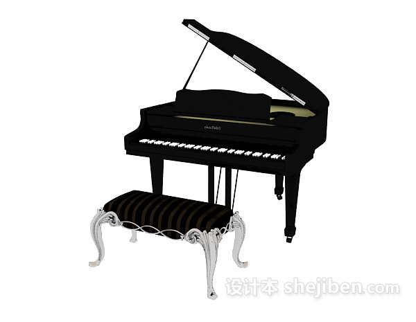 设计本古典钢琴椅子钢琴3d模型下载