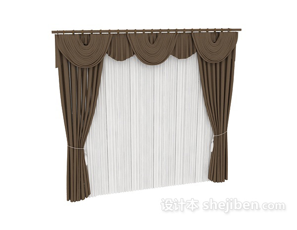 免费单色欧式窗帘max窗帘3d模型下载
