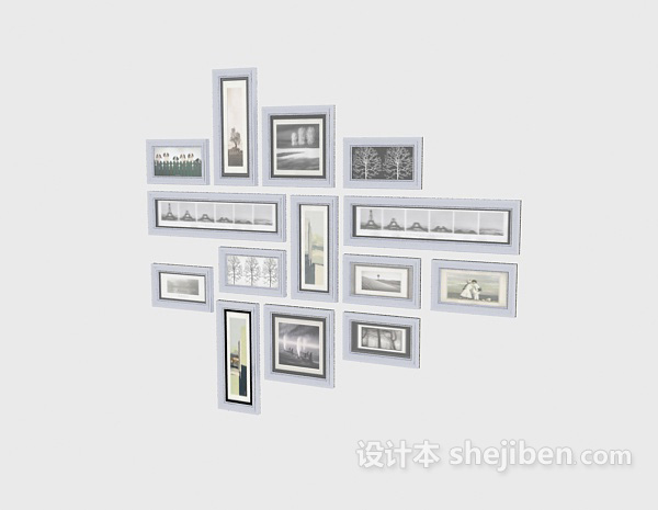 现代风格相片墙3d模型下载