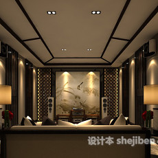中式客厅3d模型下载