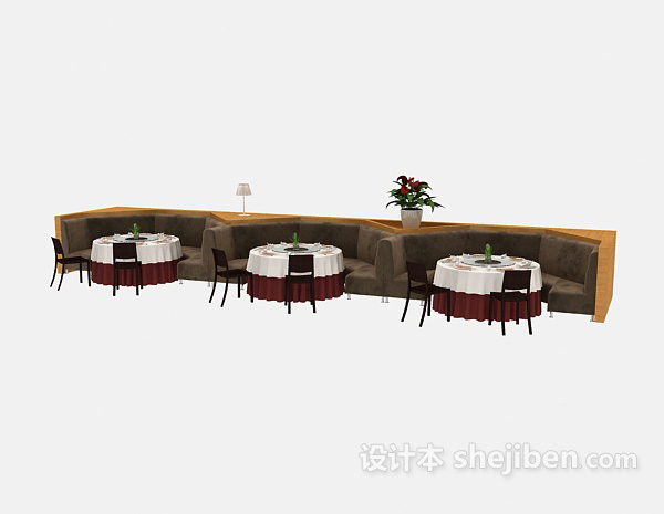 免费现代餐厅组合餐桌3d模型下载