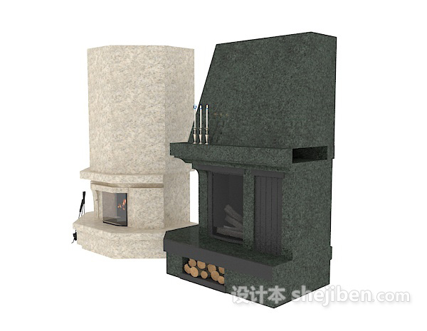 石材家居式壁炉3d模型下载