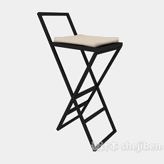 黑色实木高脚椅3d模型下载