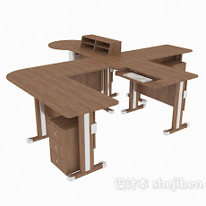 实木组合办公桌3d模型下载