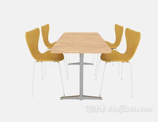 现代风格简约四人桌椅组合3d模型下载