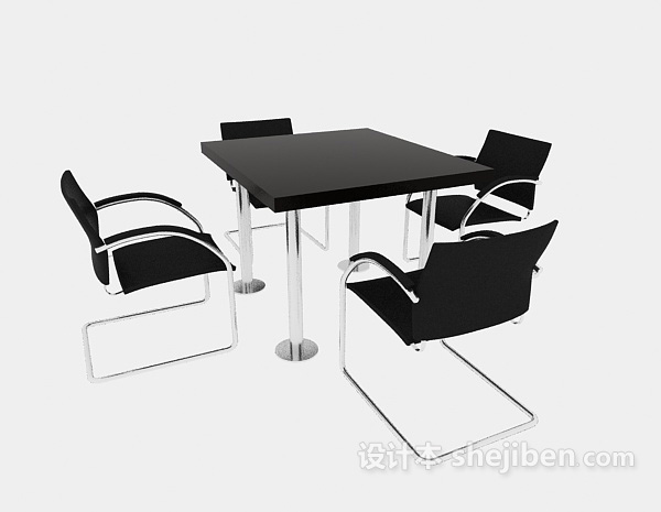 现代风格四人会议桌椅3d模型下载