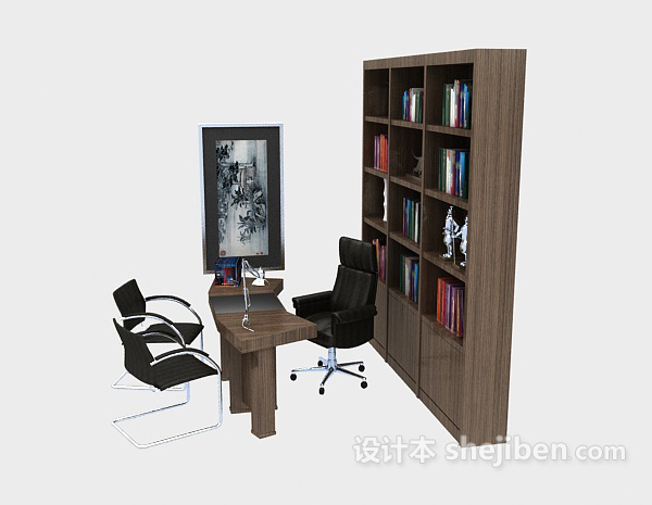 家居书柜、办公桌3d模型下载