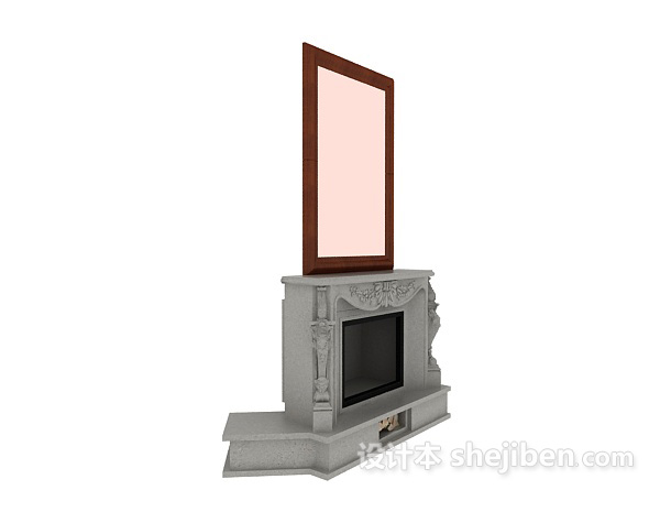 欧式家居小型壁炉3d模型下载