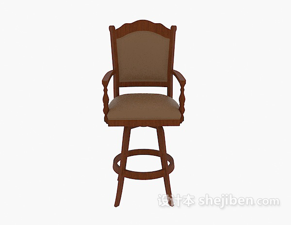 其它美式实木吧台椅3d模型下载
