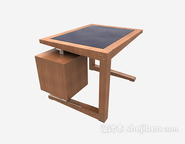 免费简约实木个人书桌3d模型下载