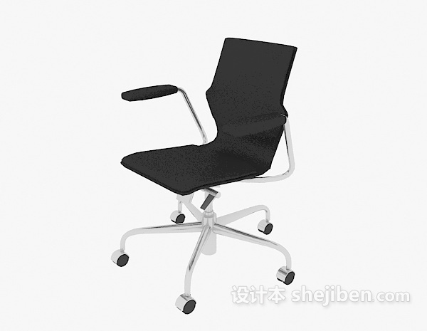 黑色可移动办公椅3d模型下载
