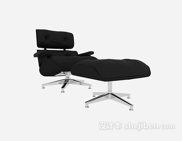 免费现代黑色单人休闲椅3d模型下载