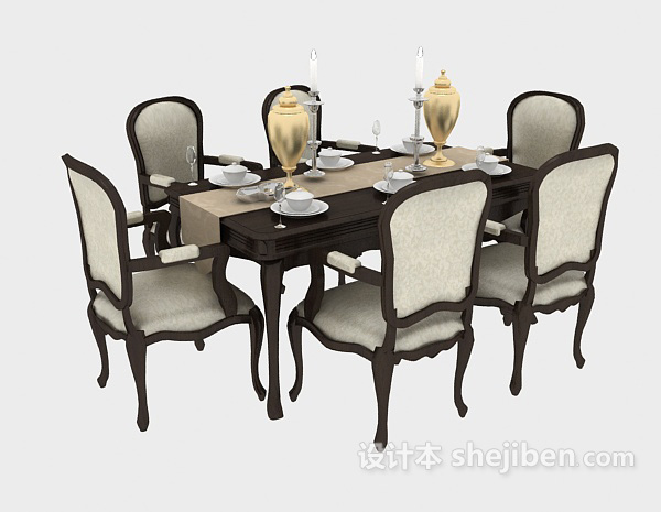 免费欧式家居休闲餐桌3d模型下载