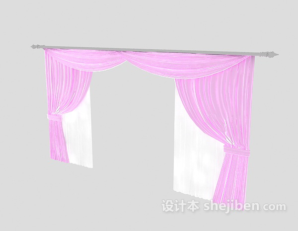 粉色清新窗帘3d模型下载