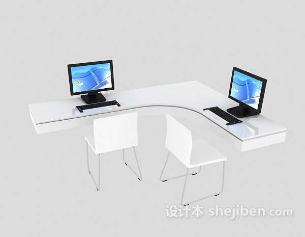 现代风格大方时尚办公桌3d模型下载