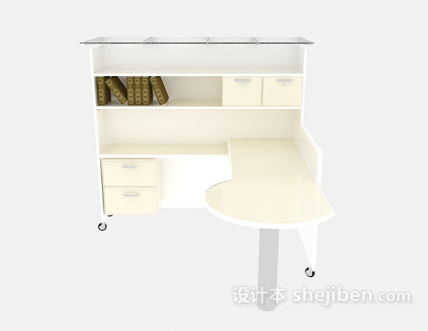 白色家居书桌3d模型下载