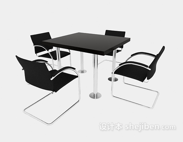 免费四人会议桌椅3d模型下载