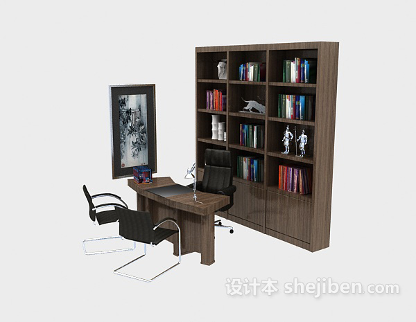 免费家居书柜、办公桌3d模型下载