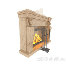 欧式石材壁炉3d模型下载