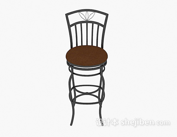 现代风格棕色吧台椅3d模型下载