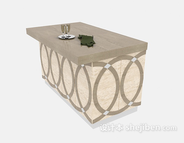 家庭木质边桌3d模型下载