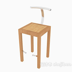 实木简约高脚椅3d模型下载