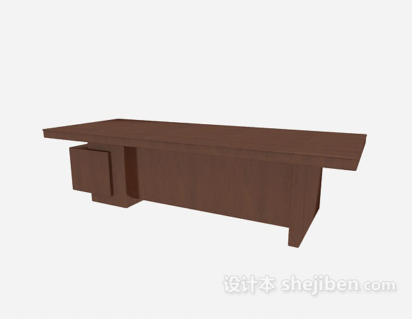 免费现代棕色简约书桌3d模型下载