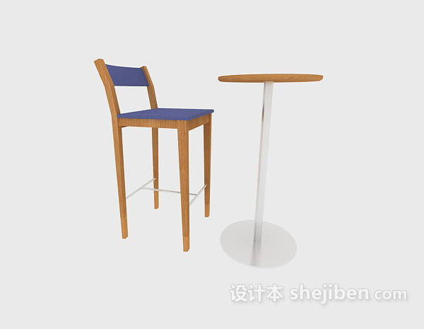 免费单人吧台桌椅3d模型下载