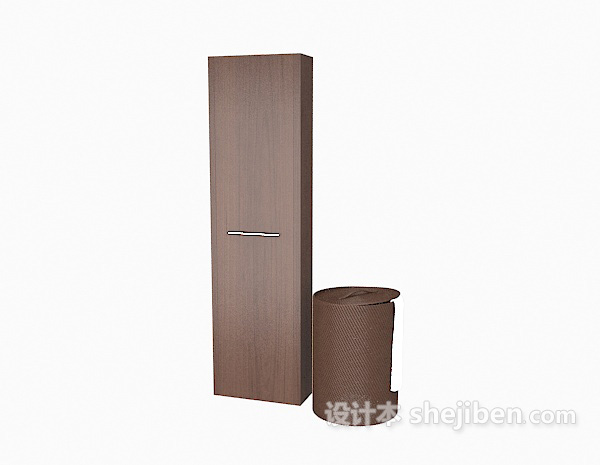 免费现代棕色简约衣柜3d模型下载