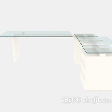 简约风格玻璃办公桌3d模型下载