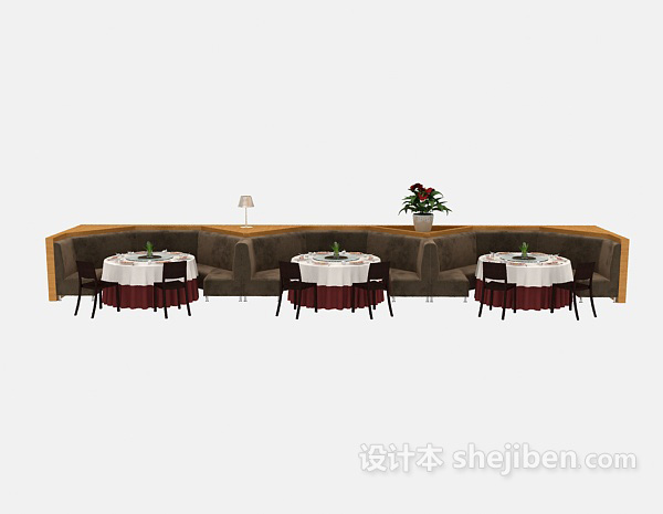 现代风格现代餐厅组合餐桌3d模型下载