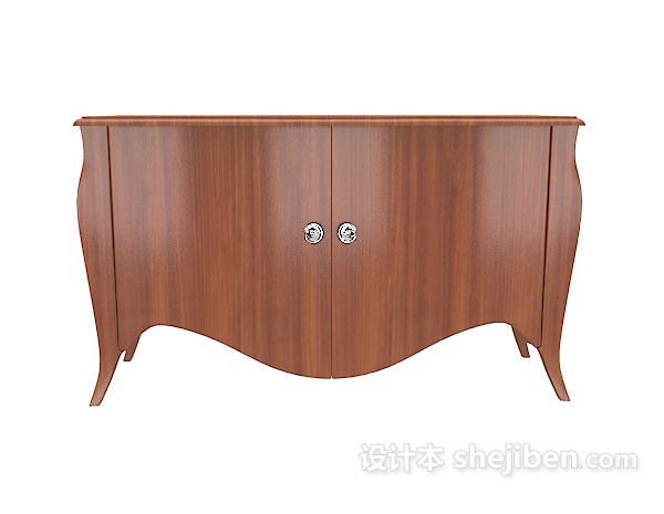欧式风格欧式棕色实木厅柜3d模型下载